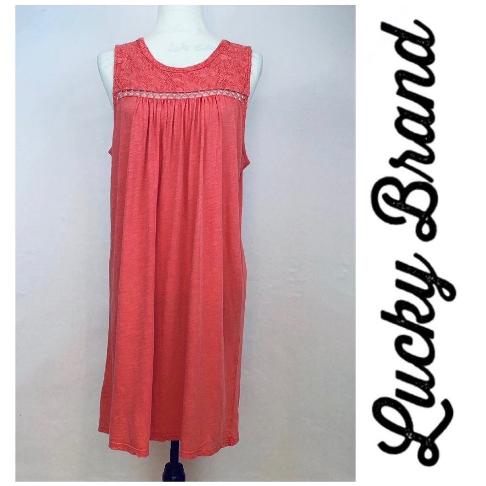 Lucky Brand Dress Sleeveless Coral Size L